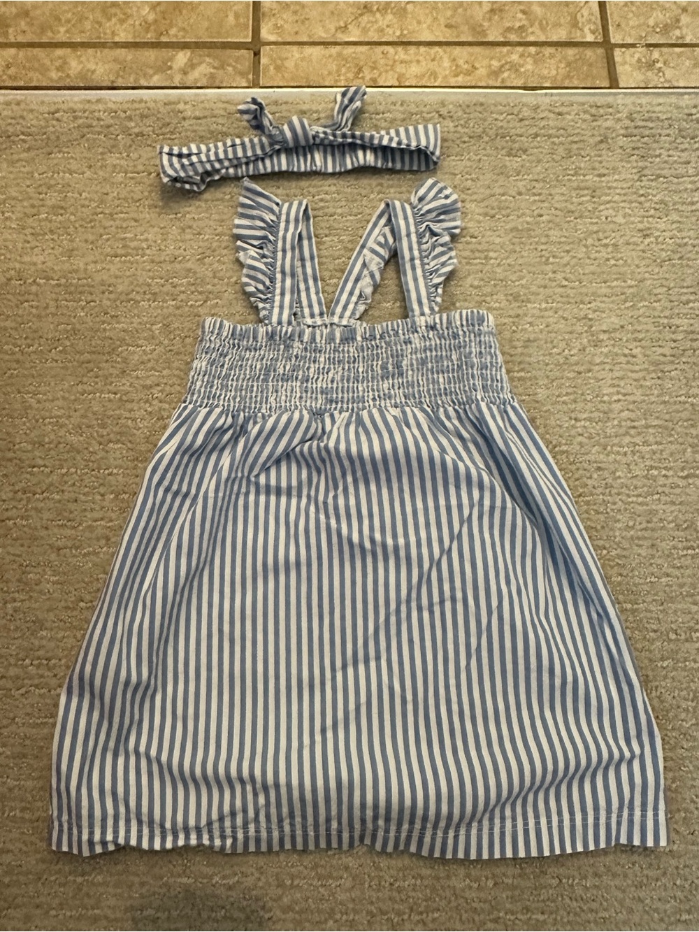 Mud Pie Blue & White Striped Jumper with Headband